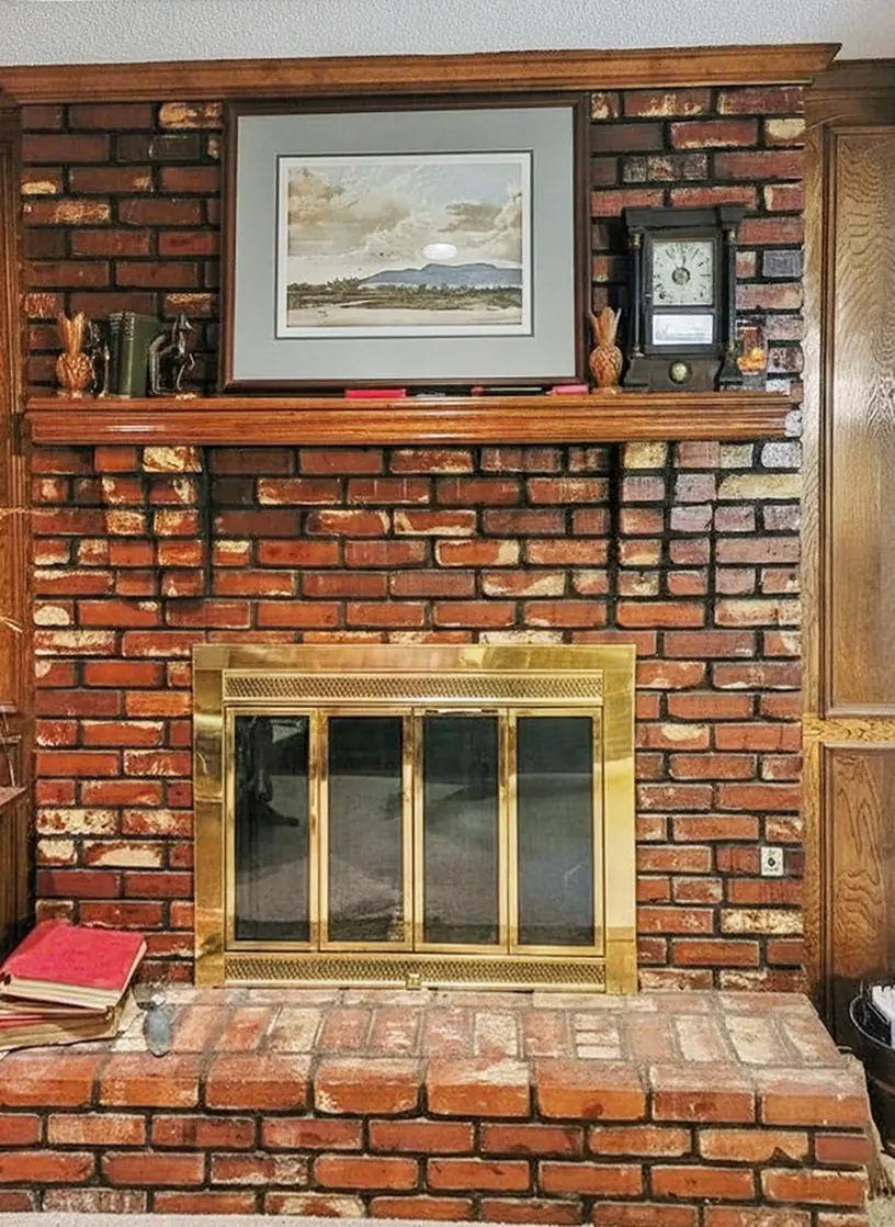 Completed small repair and punch-list style fireplace finish work in a Tulsa home
