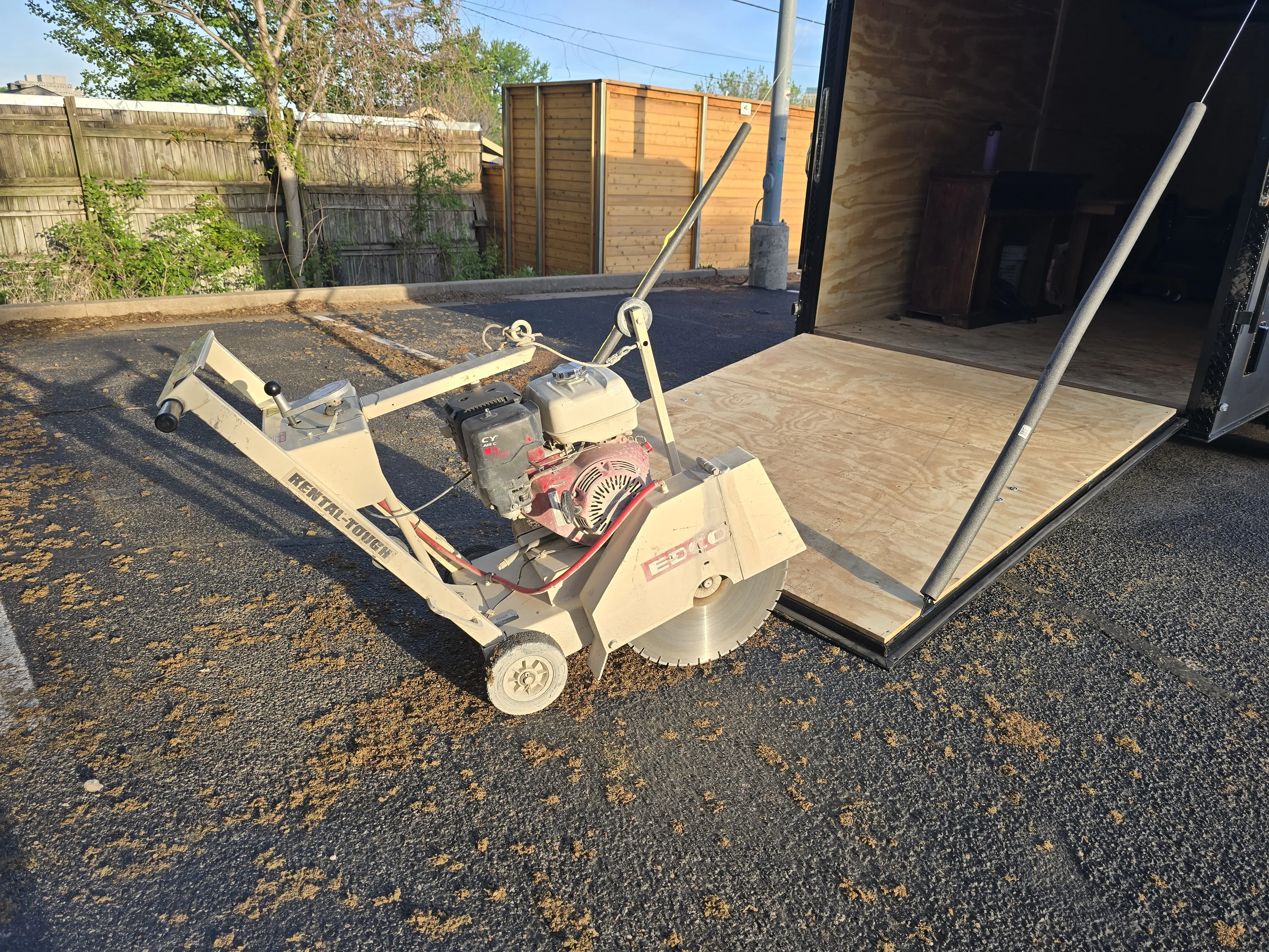 Concrete saw cutting and demolition during drainage and flood-control work in Tulsa